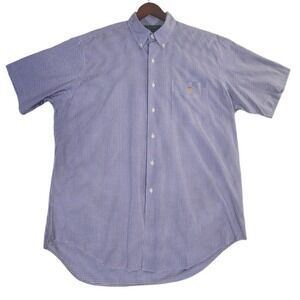 Lauren Ralph Lauren Button Down Shirt Men's Large Purple Short Sleeve Crest
